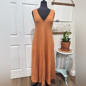 Free People Sleeveless V-Neck Maxi Dress in Warm Orange